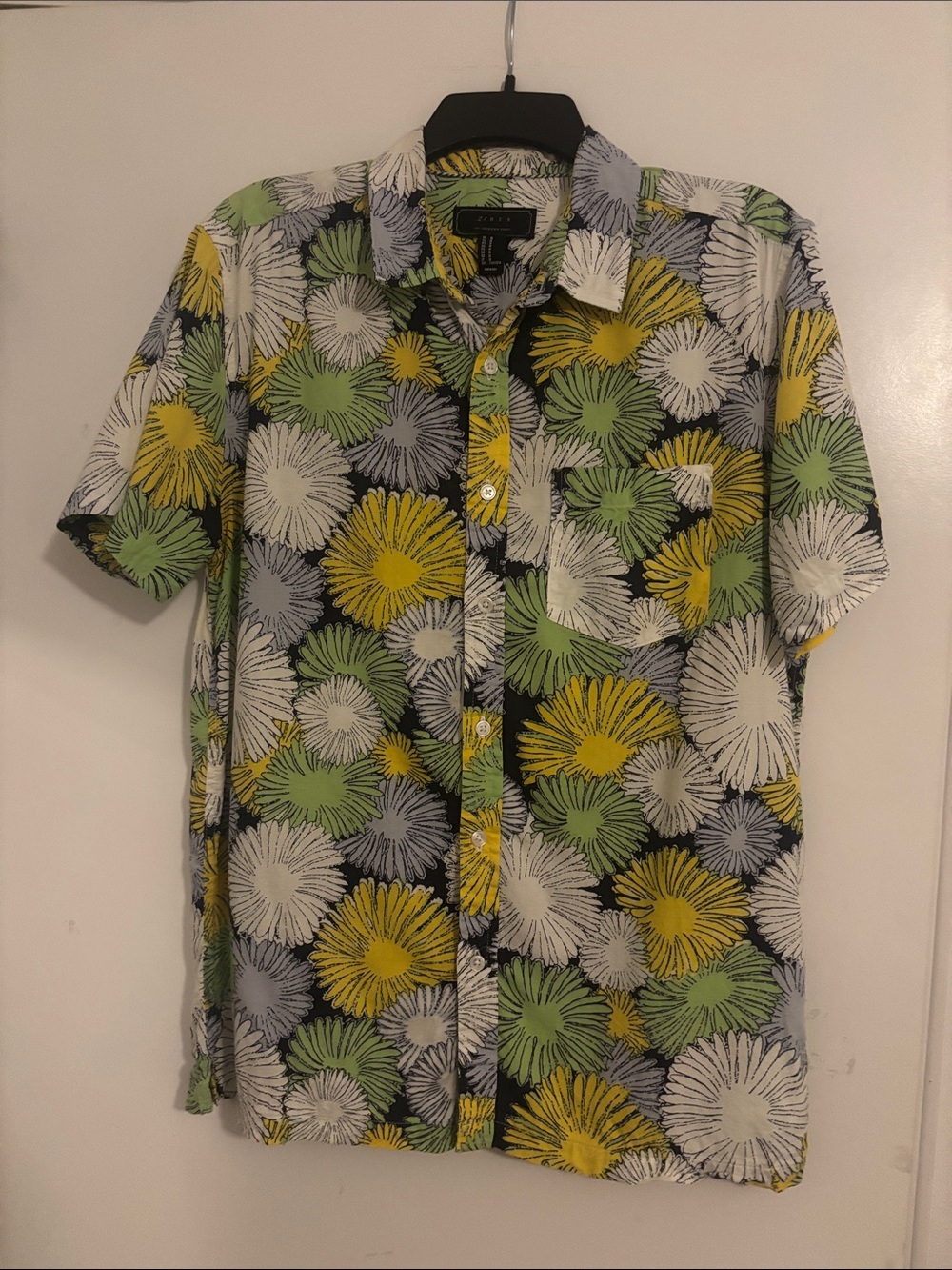 21men Short-Sleeve Floral Button-Down Shirt - Yellow/Green/White